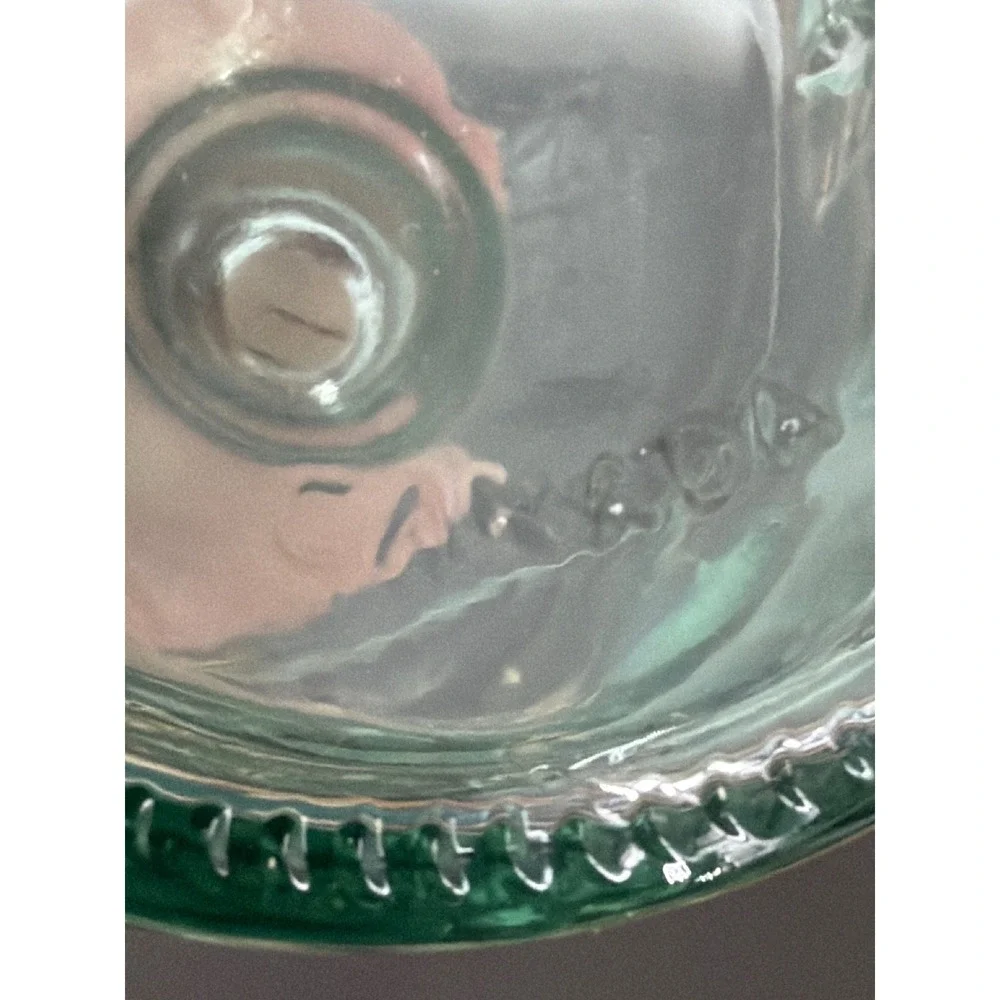 Vintage Libby Green Pressed Glass Decanter Grapes Fruit Bottle Made in Canada